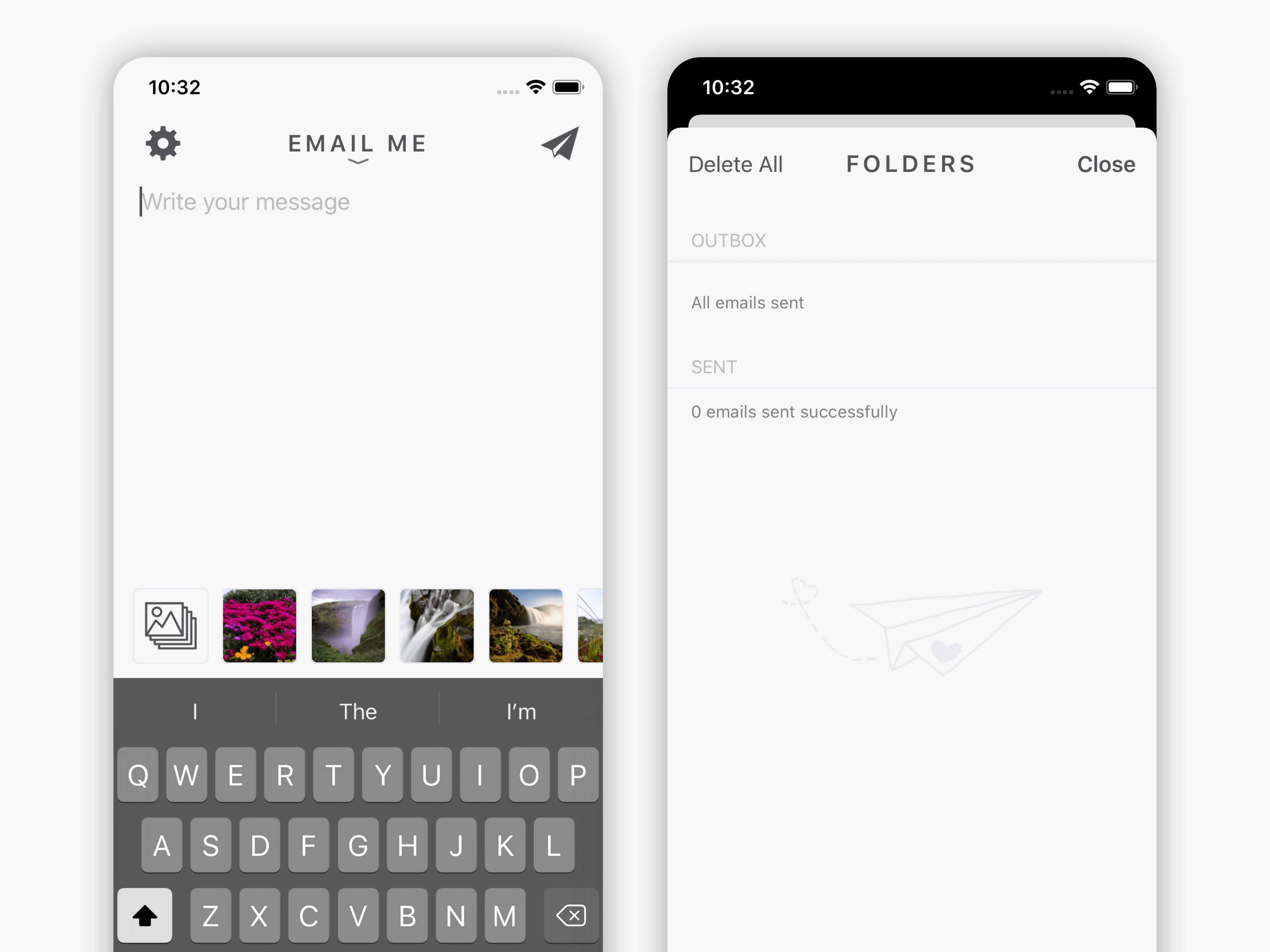 Email Me App Folders detail view displaying note management options including edit delete and resend capabilities Email Me App Folders detail view displaying note management options including edit delete and resend capabilities